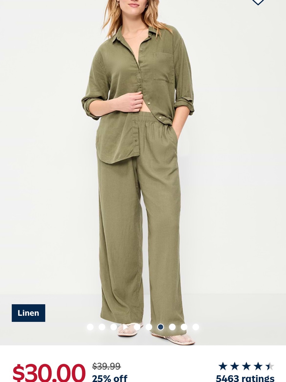 Old Navy Olive Wide-Leg Linen Pants